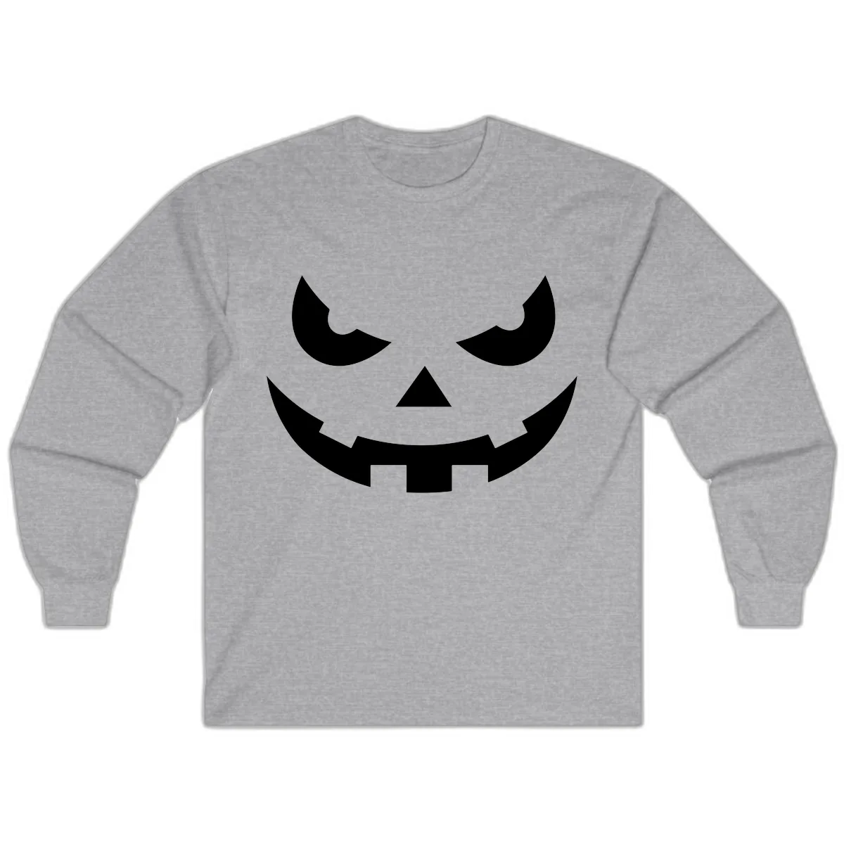 Spooky Jack O Lantern Face Long Sleeve in Sport Grey