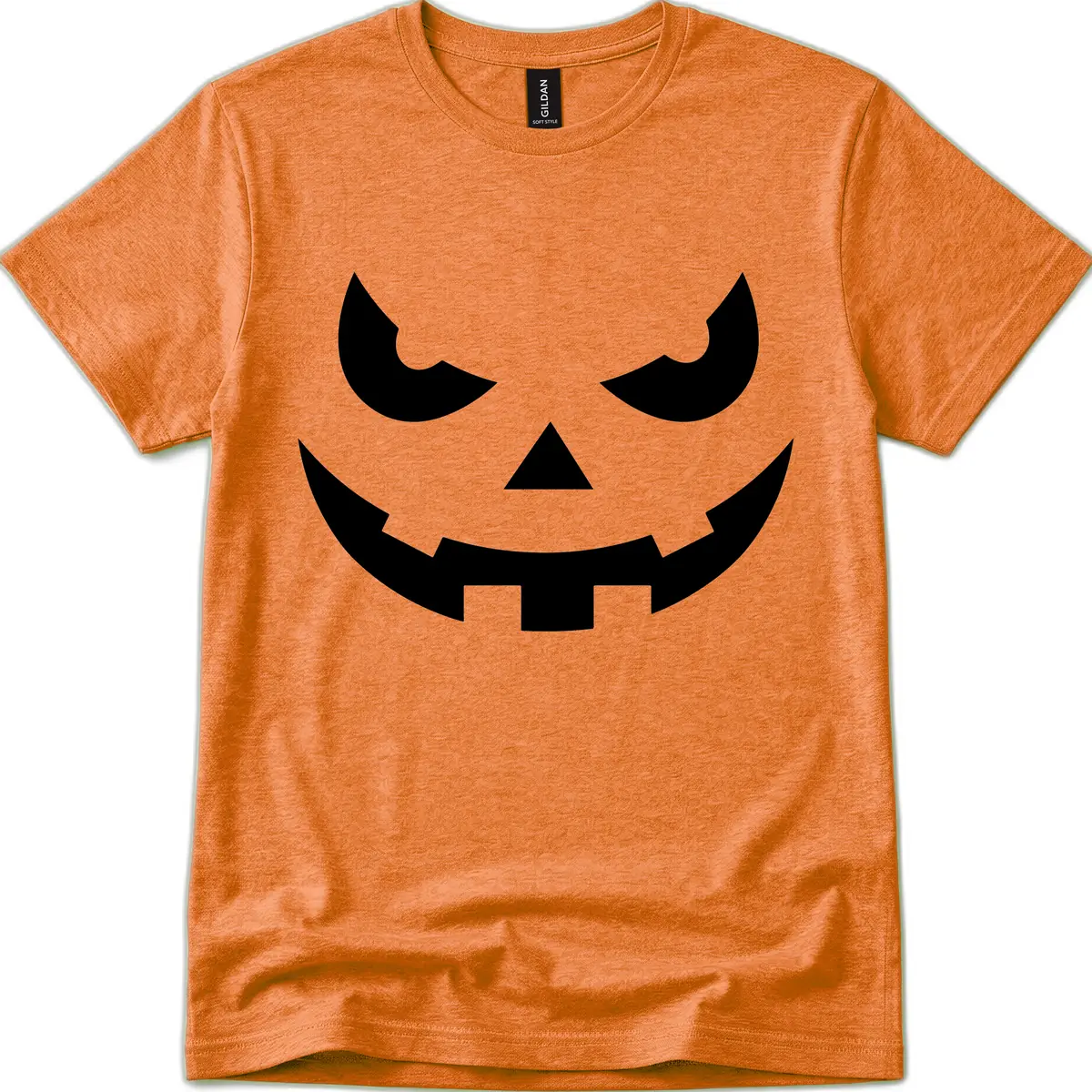 Spooky Jack O Lantern Face T-Shirt in Heather Orange