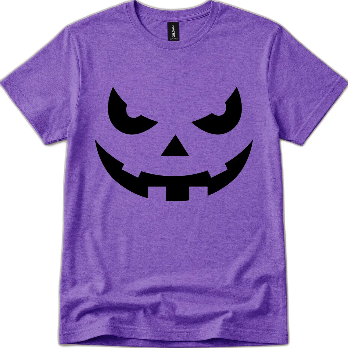 Spooky Jack O Lantern Face T-Shirt in Heather Purple