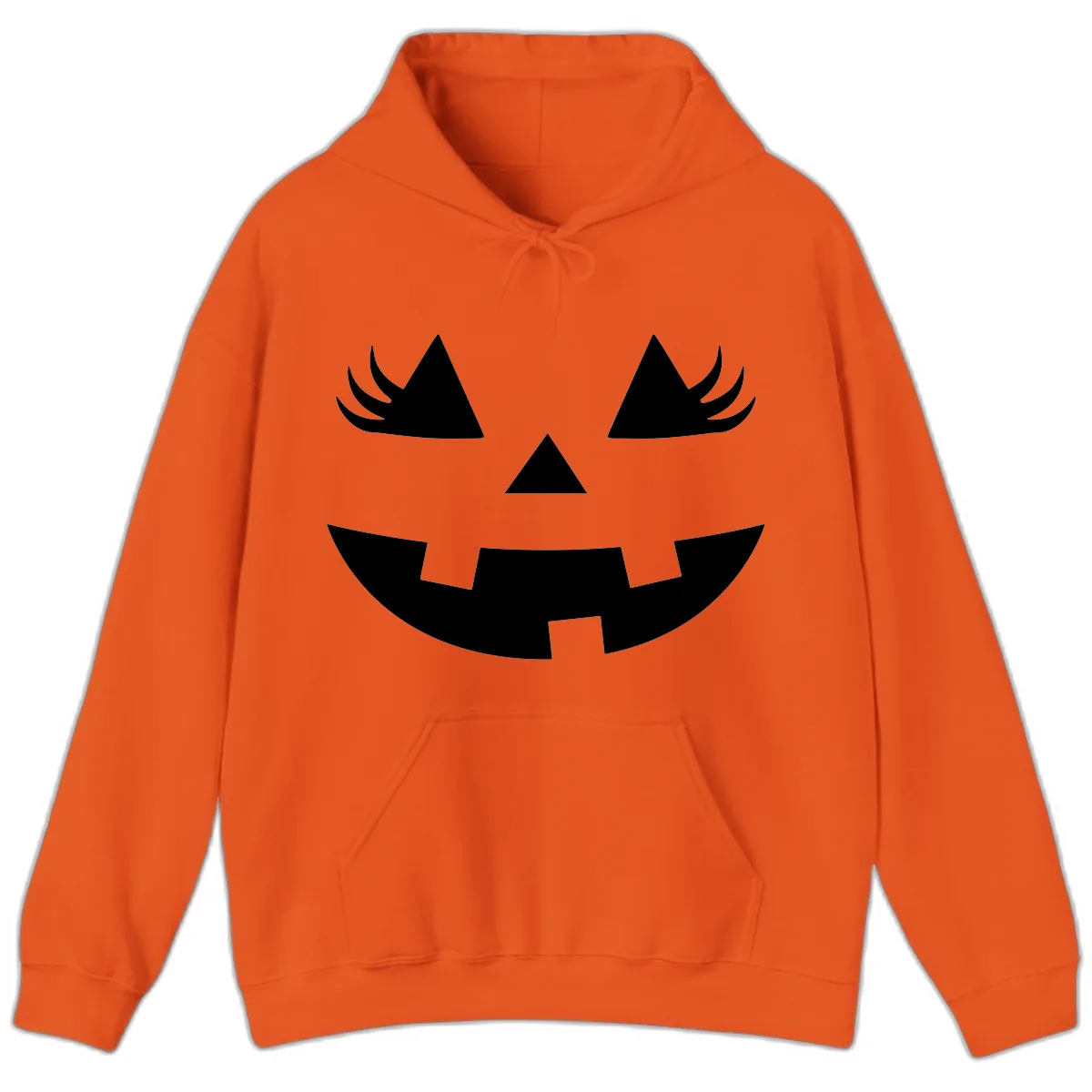 Spooky Jack O' Lantern Face Hoodie in Orange