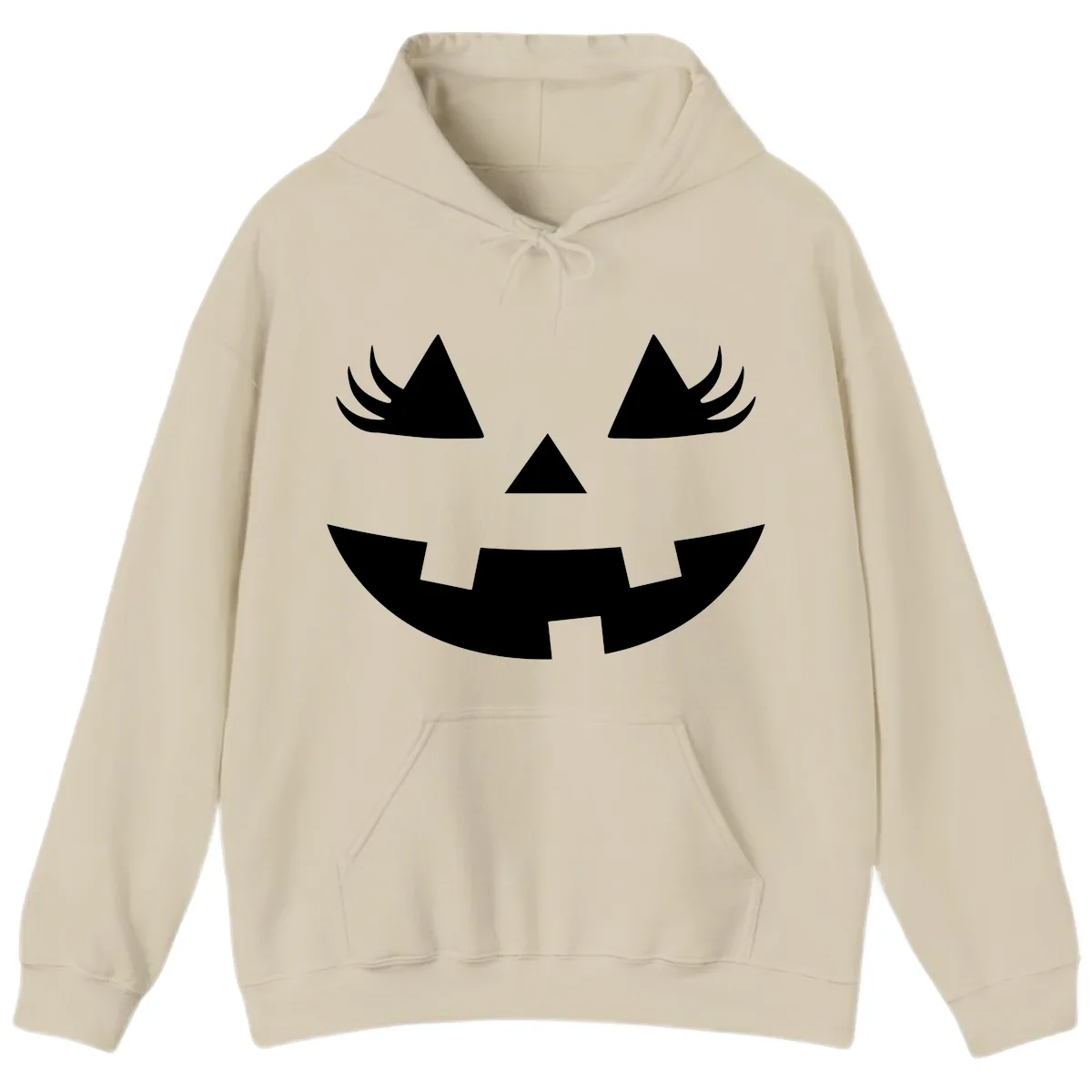 Spooky Jack O' Lantern Face Hoodie in Sand