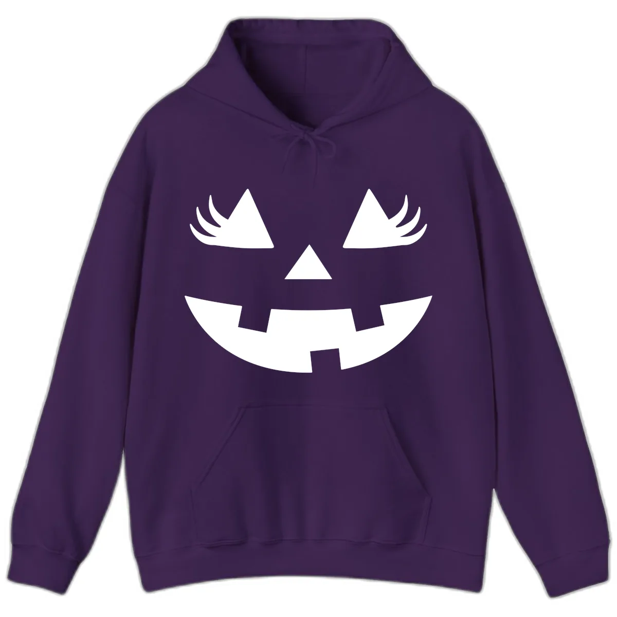 Spooky Jack O' Lantern Face Hoodie in Purple