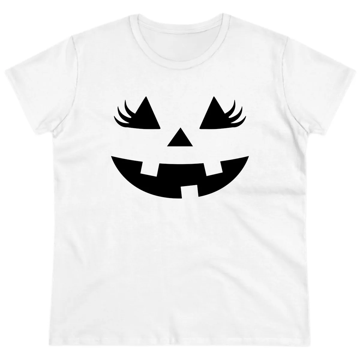 Spooky Jack O' Lantern Face Ladies Tee in White