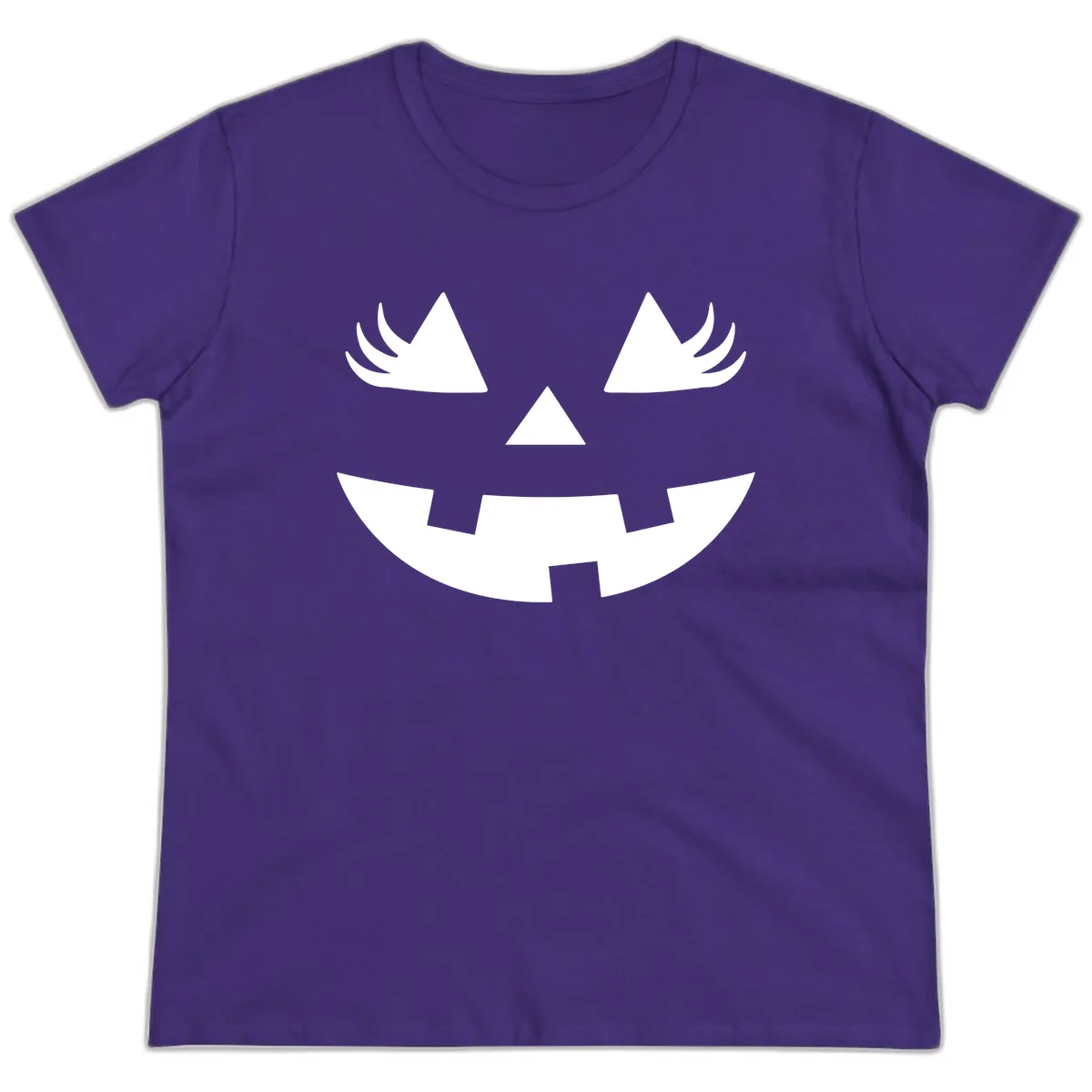 Spooky Jack O' Lantern Face Ladies Tee in Purple
