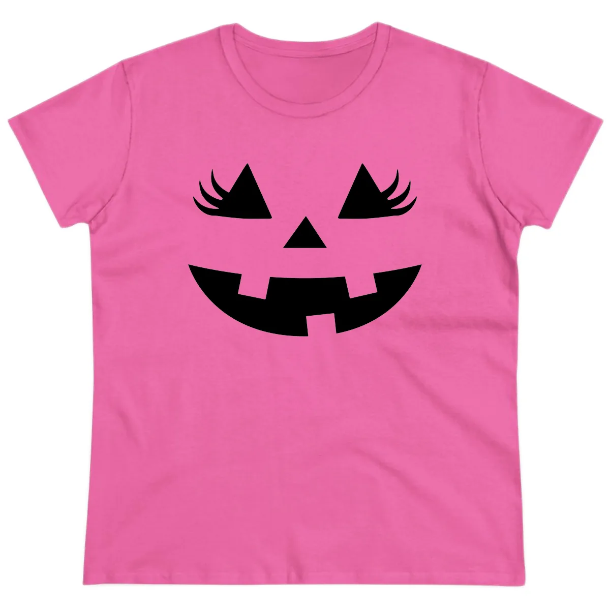 Spooky Jack O' Lantern Face Ladies Tee in Azalea