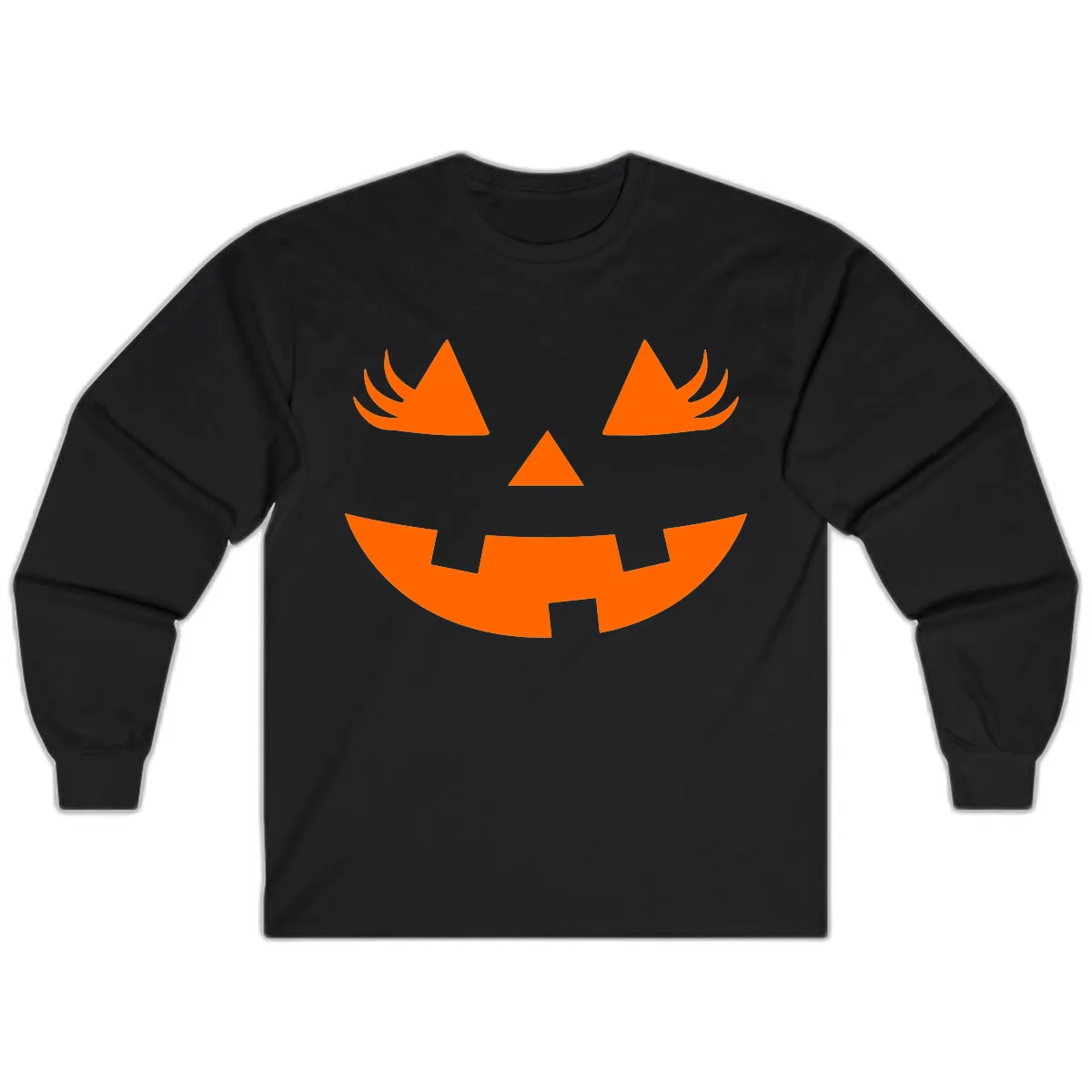 Spooky Jack O' Lantern Face Long Sleeve in Black