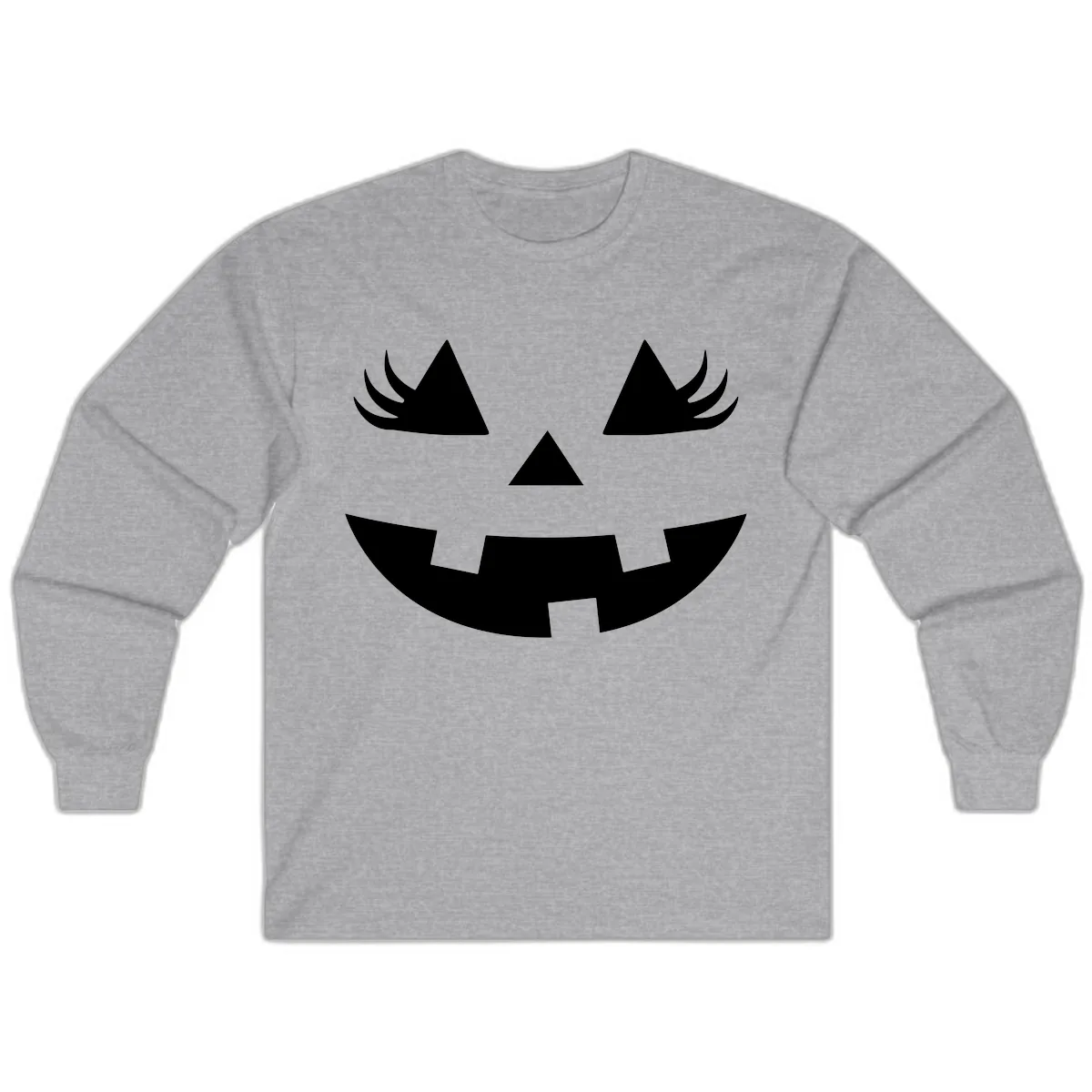 Spooky Jack O' Lantern Face Long Sleeve in Sport Grey