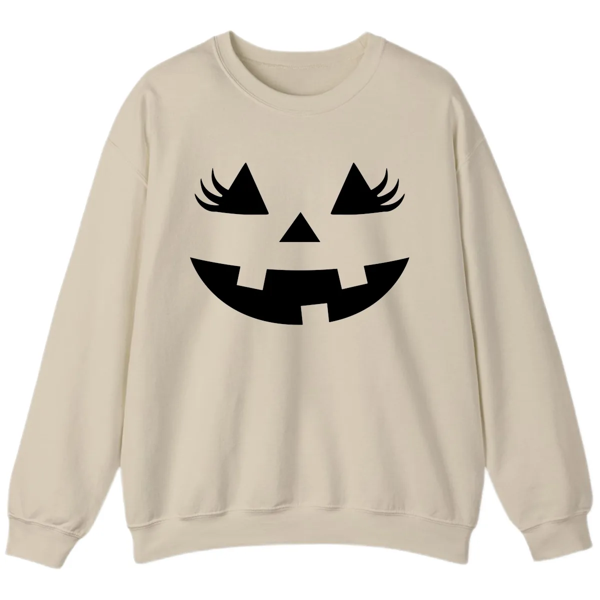 Spooky Jack O' Lantern Face Sweatshirt in Sand