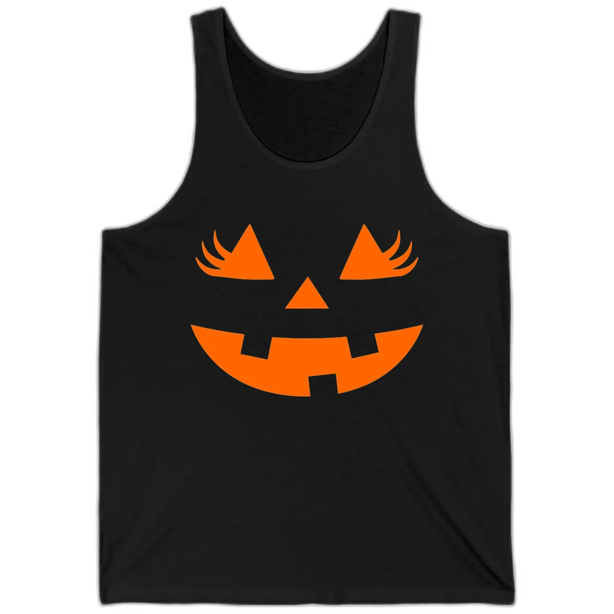 Spooky Jack O' Lantern Face Tank in Black