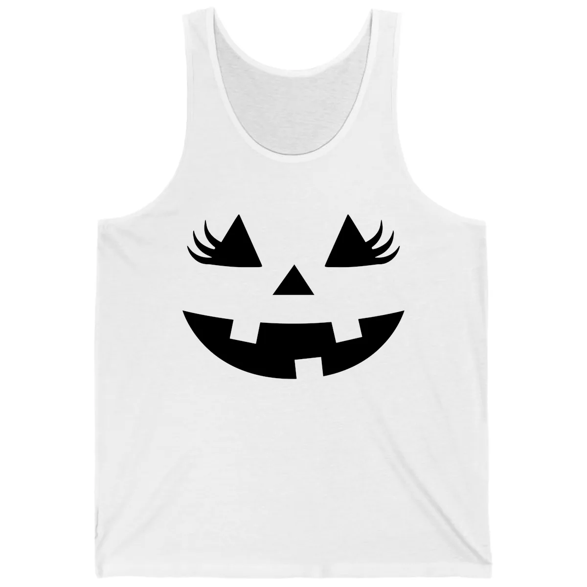 Spooky Jack O' Lantern Face Tank in White