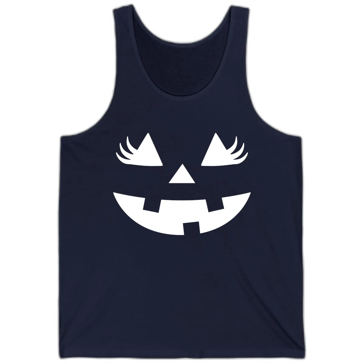 Spooky Jack O' Lantern Face Tank in Navy