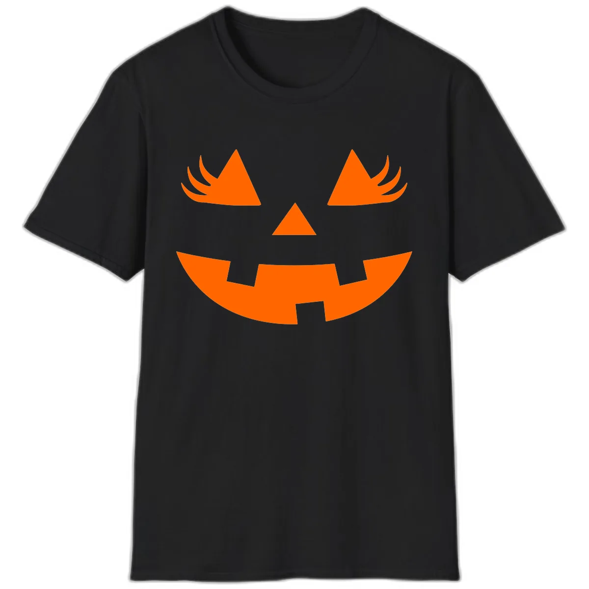 Spooky Jack O' Lantern Face T-Shirt in Black
