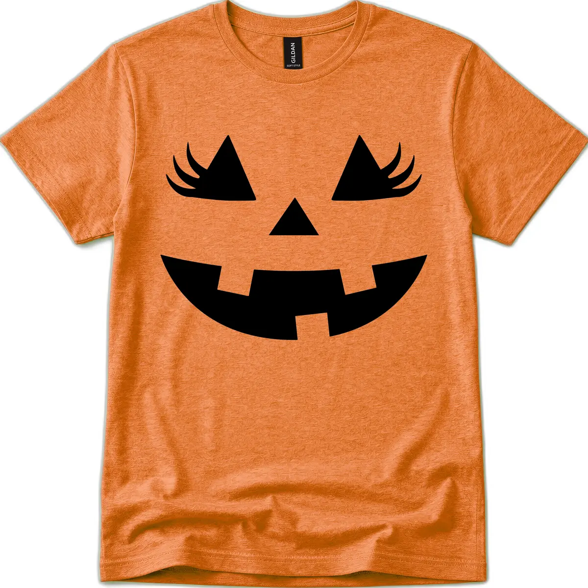 Spooky Jack O' Lantern Face T-Shirt in Heather Orange