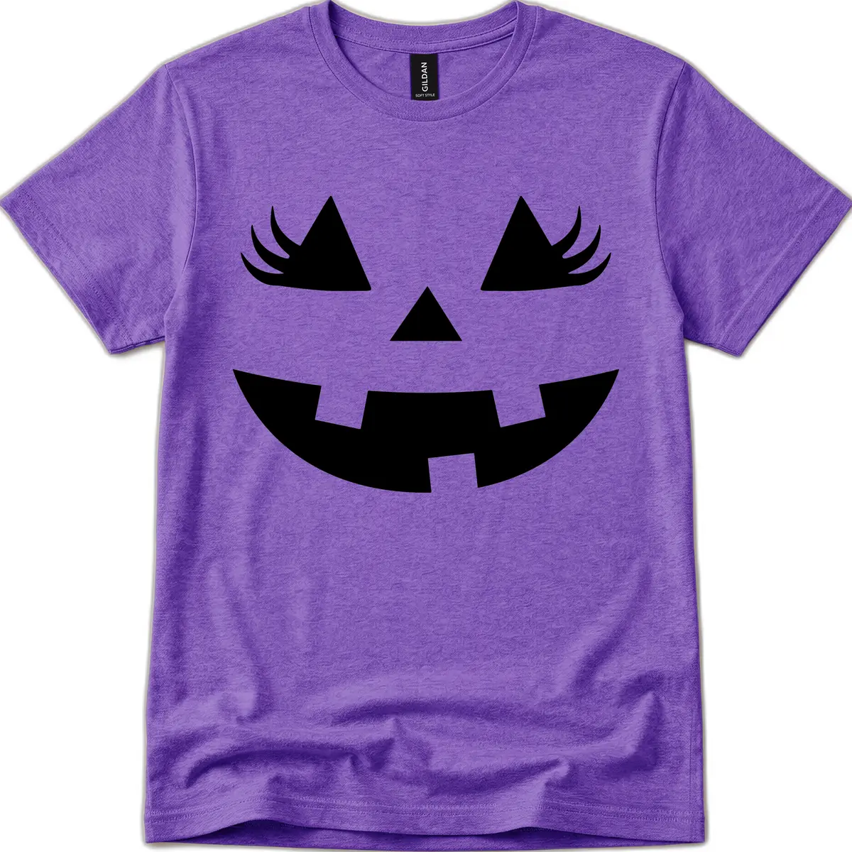 Spooky Jack O' Lantern Face T-Shirt in Heather Purple