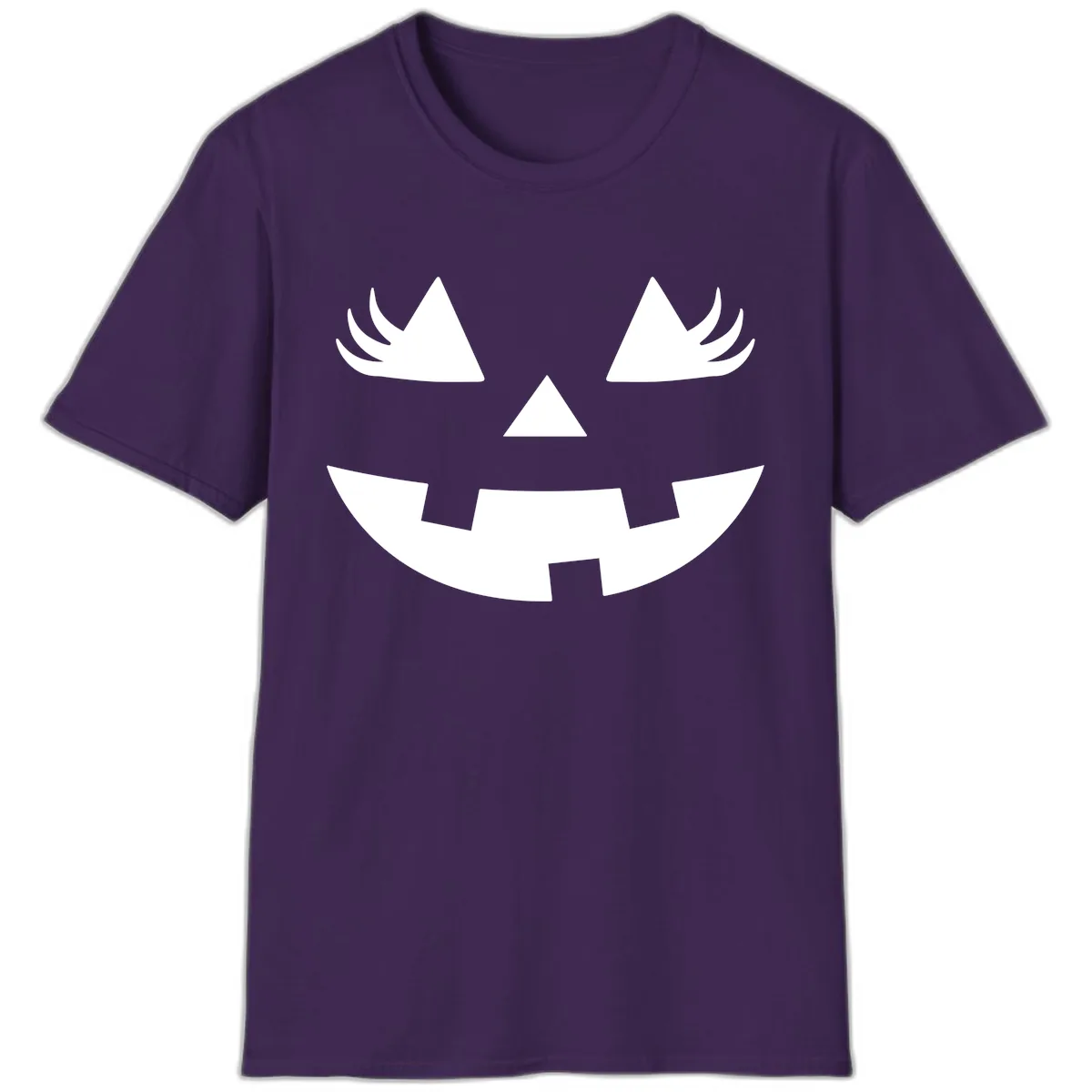 Spooky Jack O' Lantern Face T-Shirt in Purple