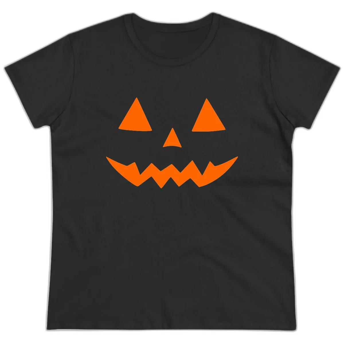 Classic Jack-o-Lantern Face Ladies Tee in Black