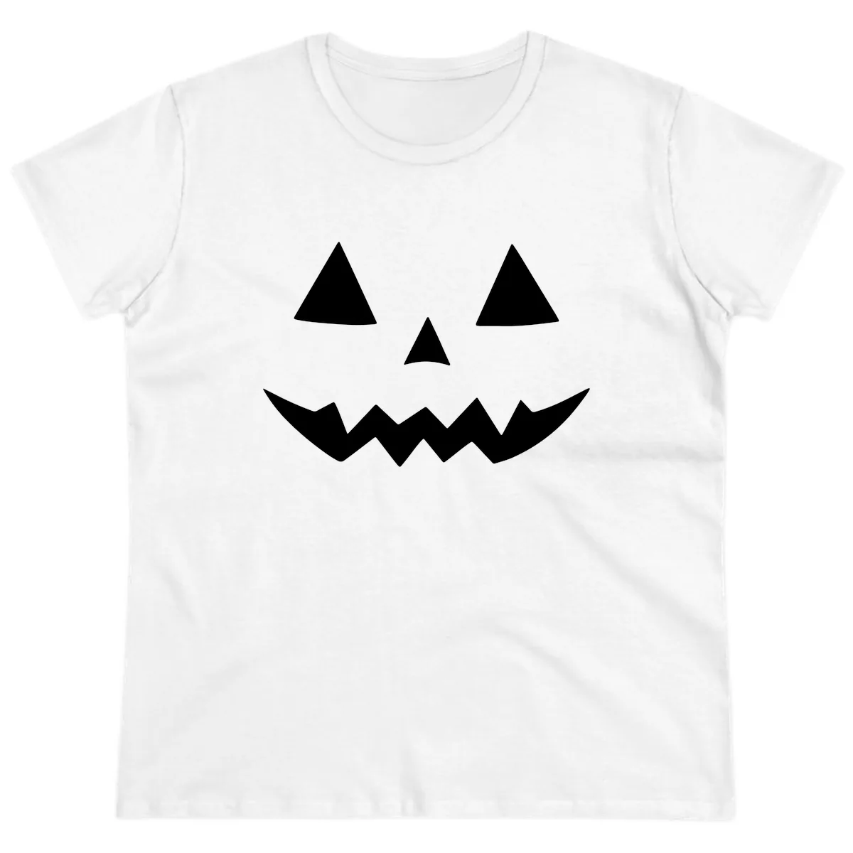 Classic Jack-o-Lantern Face Ladies Tee in White