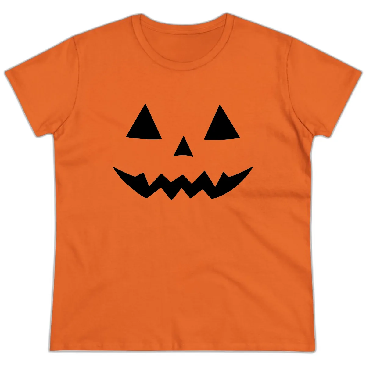 Classic Jack-o-Lantern Face Ladies Tee in Orange