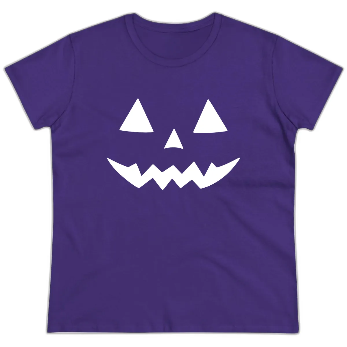 Classic Jack-o-Lantern Face Ladies Tee in Purple