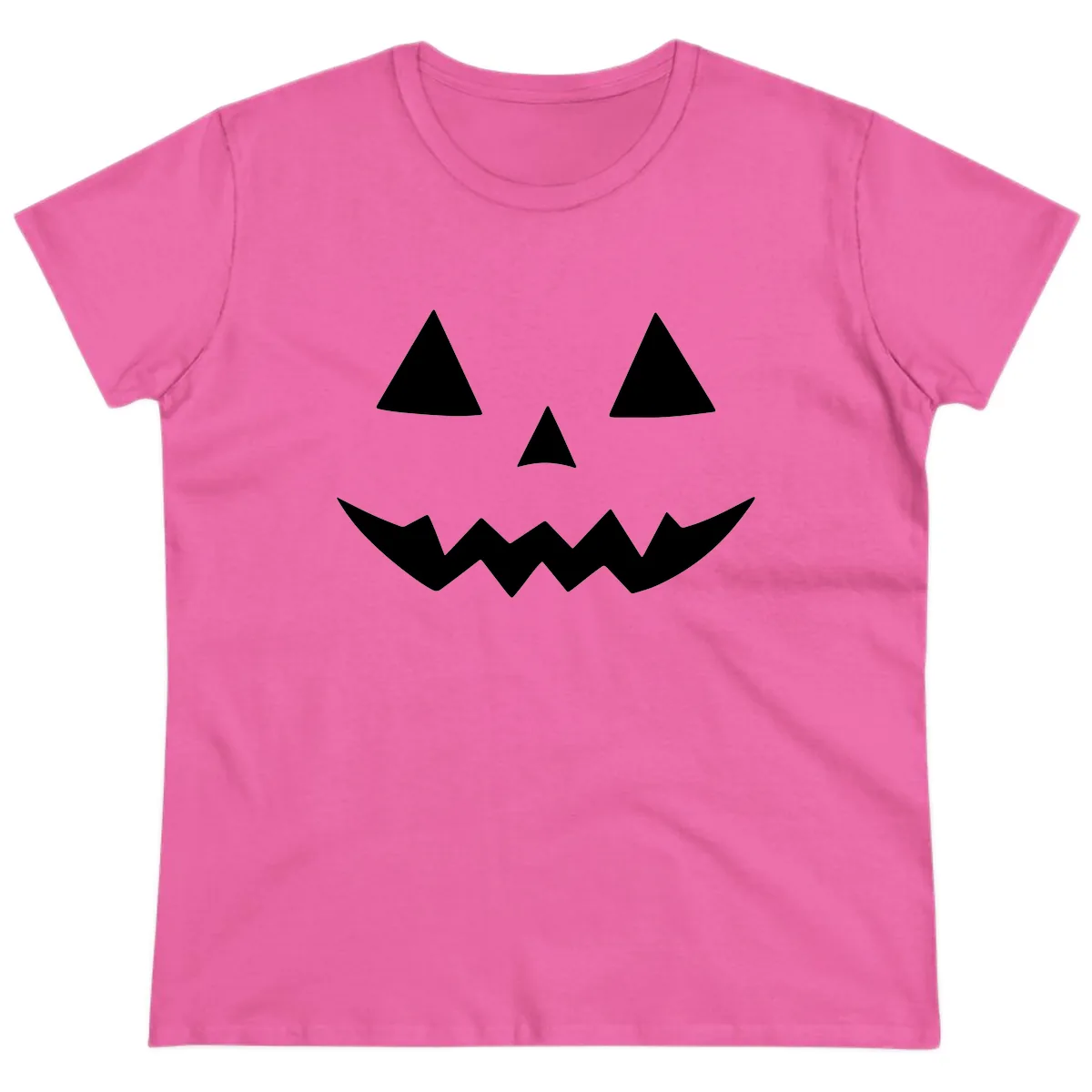 Classic Jack-o-Lantern Face Ladies Tee in Azalea