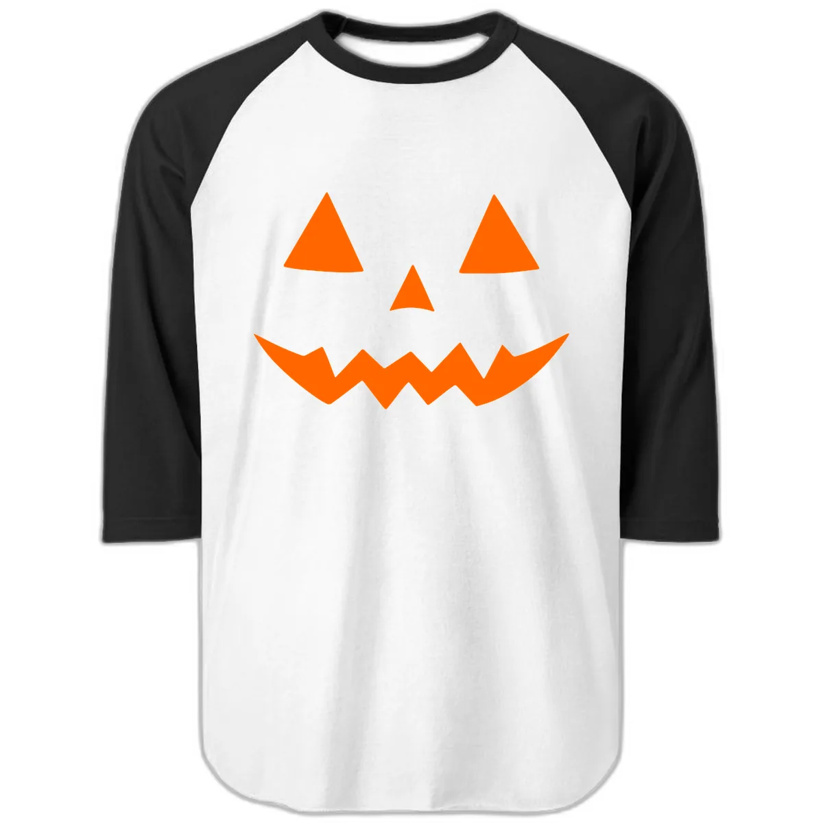 Classic Jack-o-Lantern Face Raglan 3/4 in White/Black