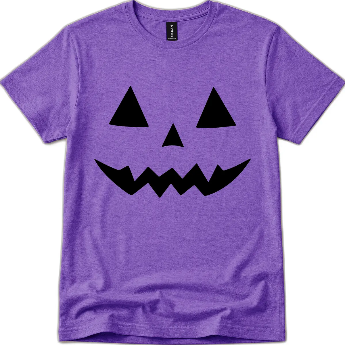 Classic Jack-o-Lantern Face T-Shirt in Heather Purple