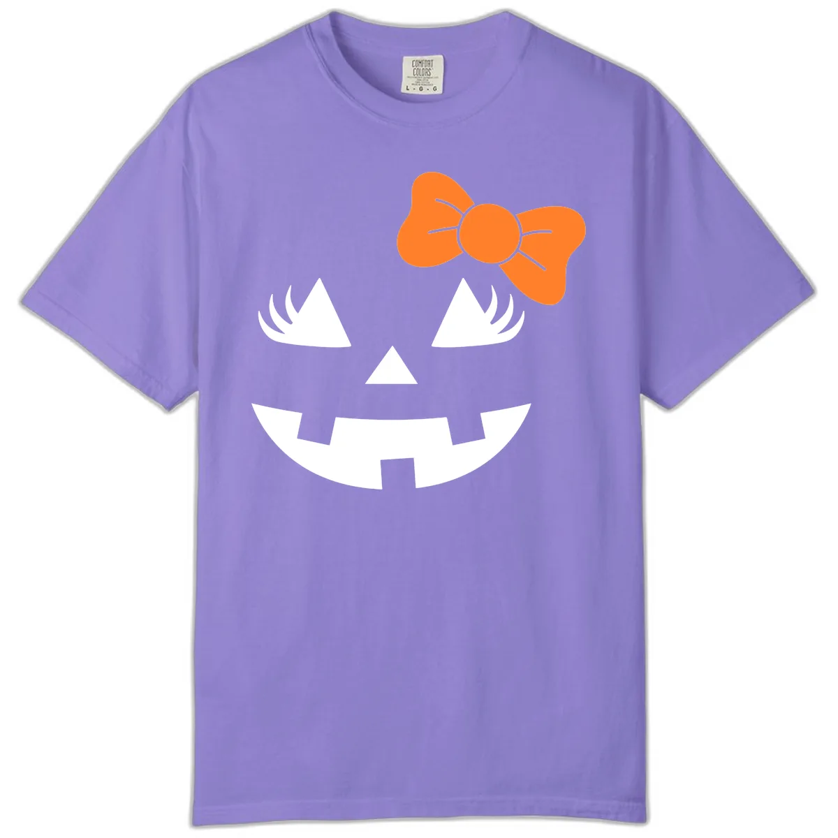 Cute Pumpkin Face With Bow Comfort Color in Violet