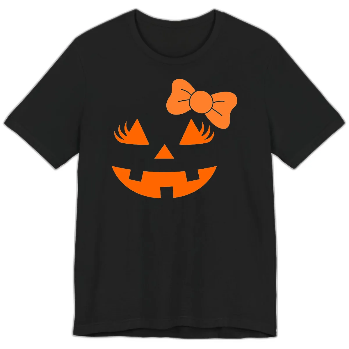 Cute Pumpkin Face With Bow Premium T-Shirt in Black