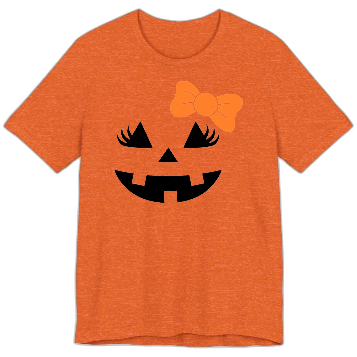 Cute Pumpkin Face With Bow Premium T-Shirt in Heather Orange