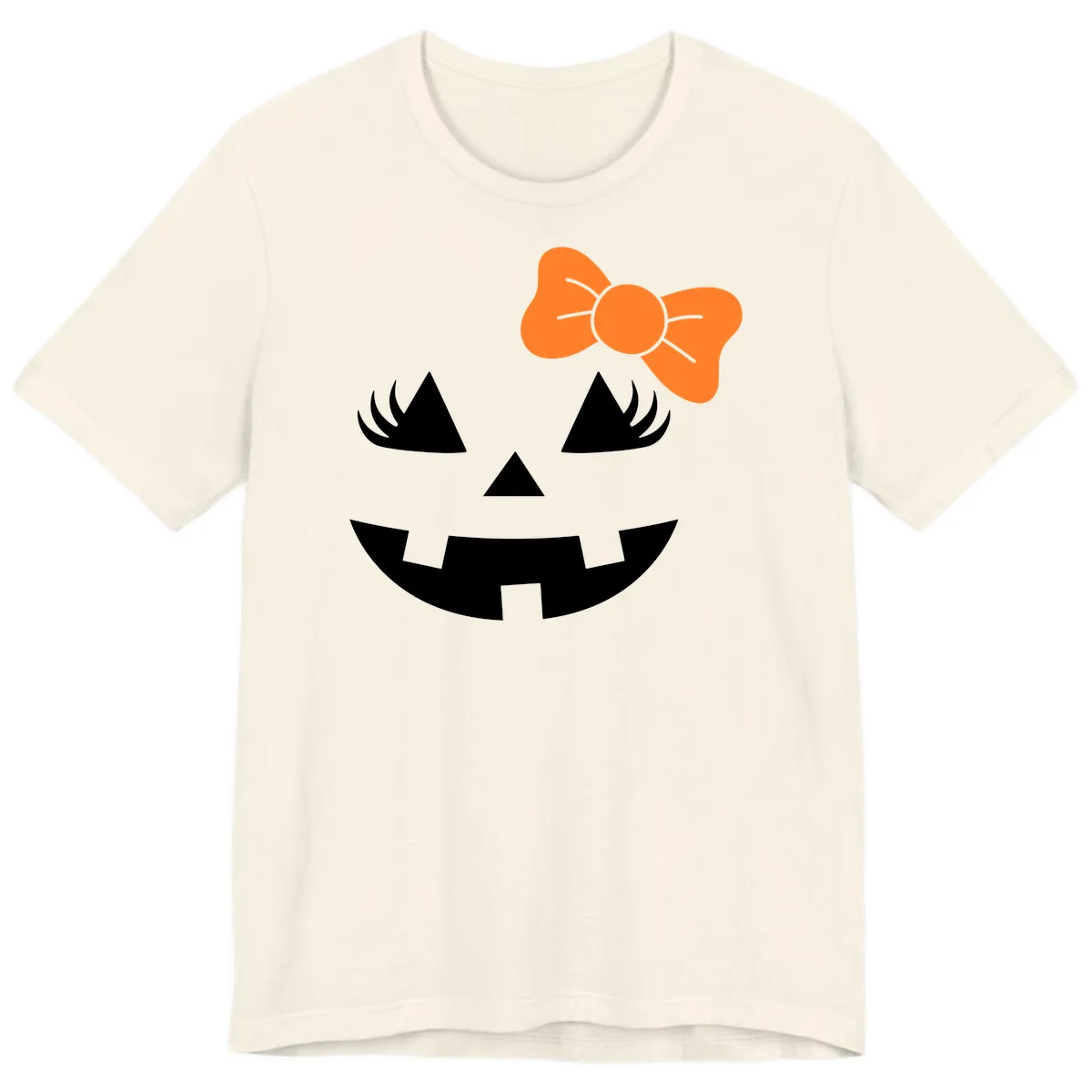 Cute Pumpkin Face With Bow Premium T-Shirt in Natural