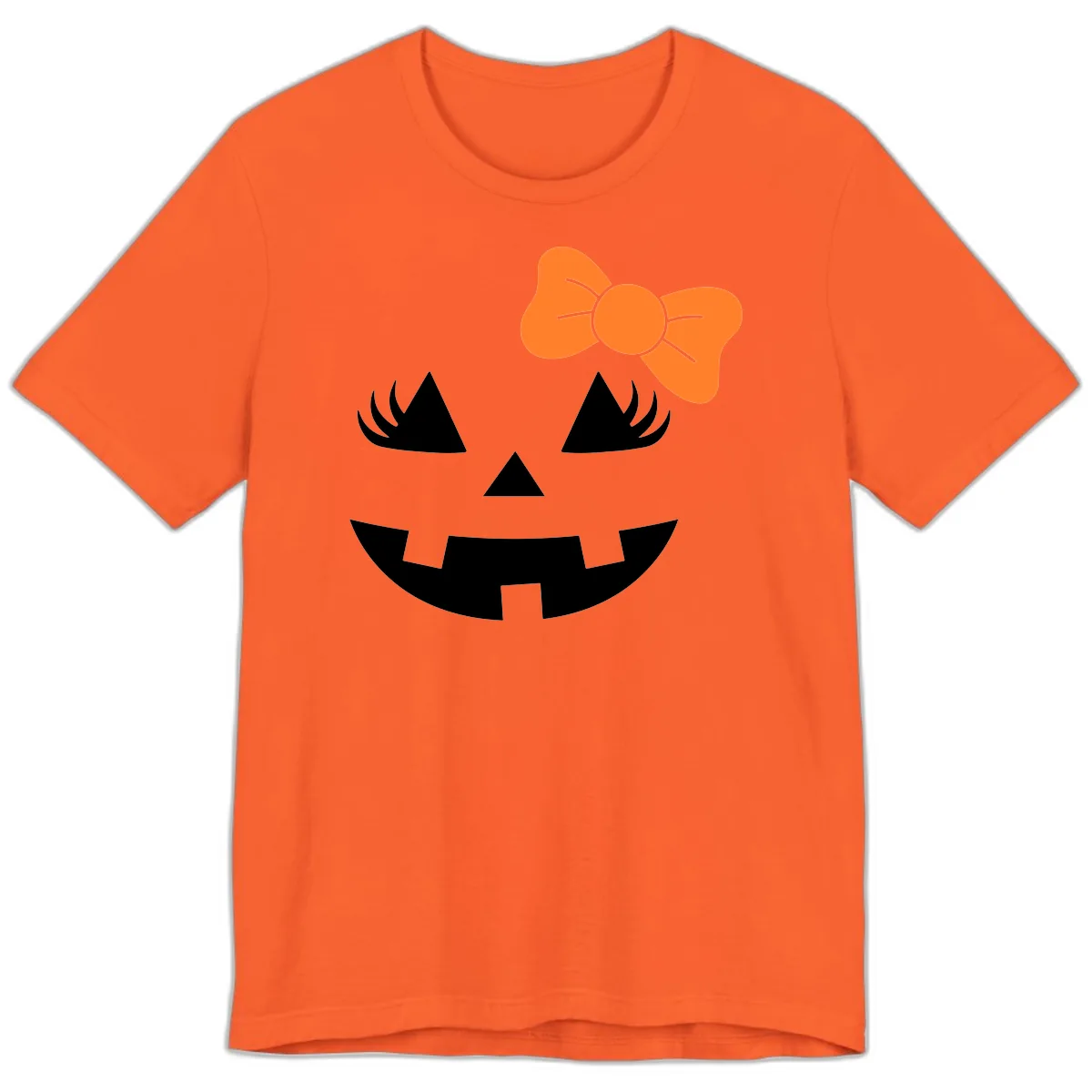 Cute Pumpkin Face With Bow Premium T-Shirt in Orange