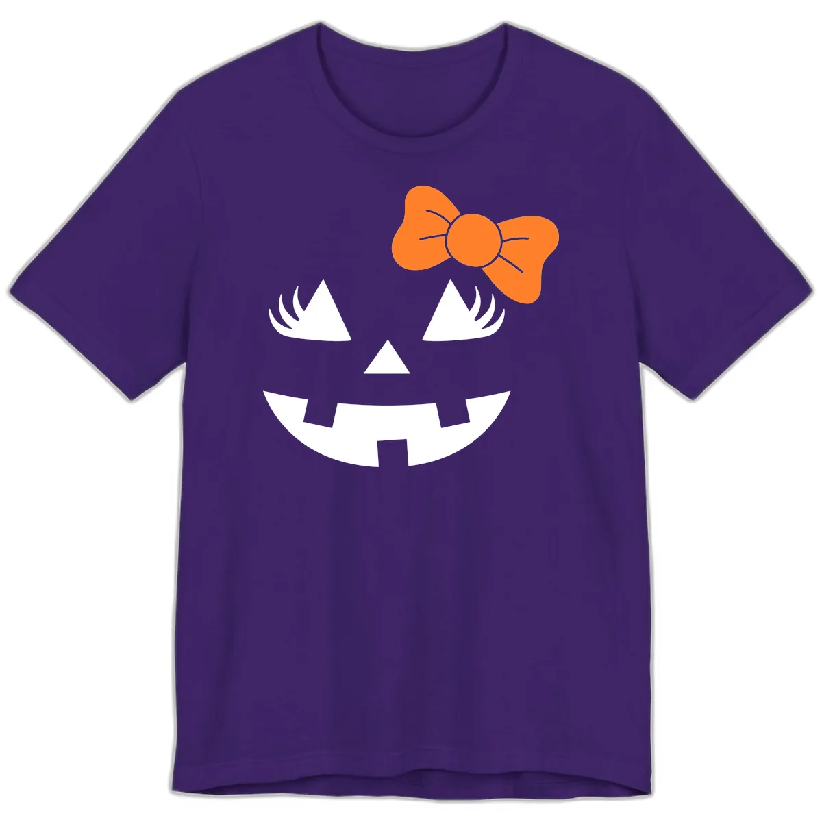 Cute Pumpkin Face With Bow Premium T-Shirt in Team Purple