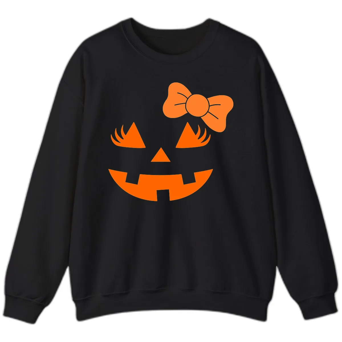 Cute Pumpkin Face With Bow Sweatshirt in Black