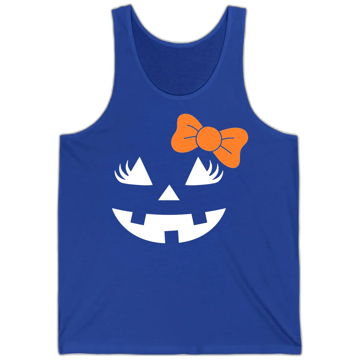 Cute Pumpkin Face With Bow Tank in True Royal