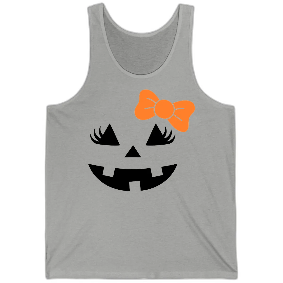 Cute Pumpkin Face With Bow Tank in Athletic Heather