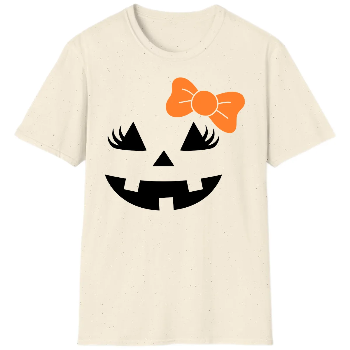 Cute Pumpkin Face With Bow T-Shirt in Natural