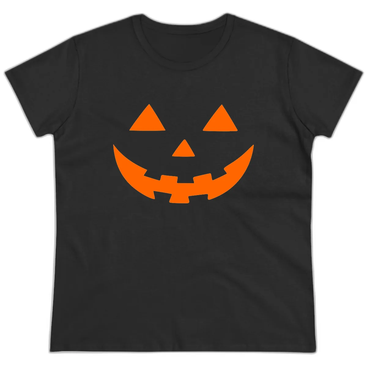 Jack O Lantern Face Ladies Tee in Black