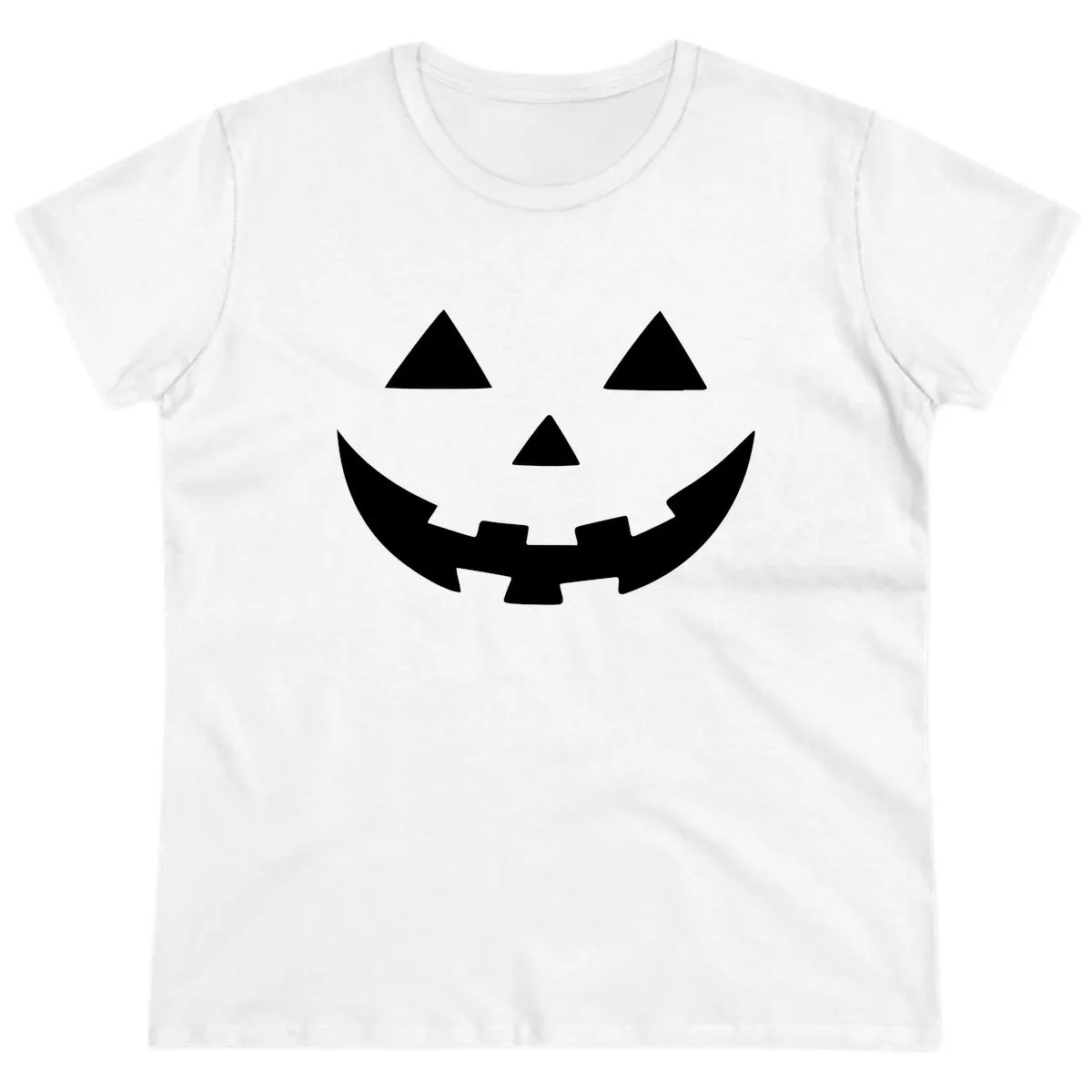 Jack O Lantern Face Ladies Tee in White