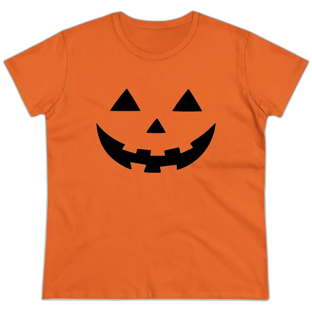 Jack O Lantern Face Ladies Tee in Orange