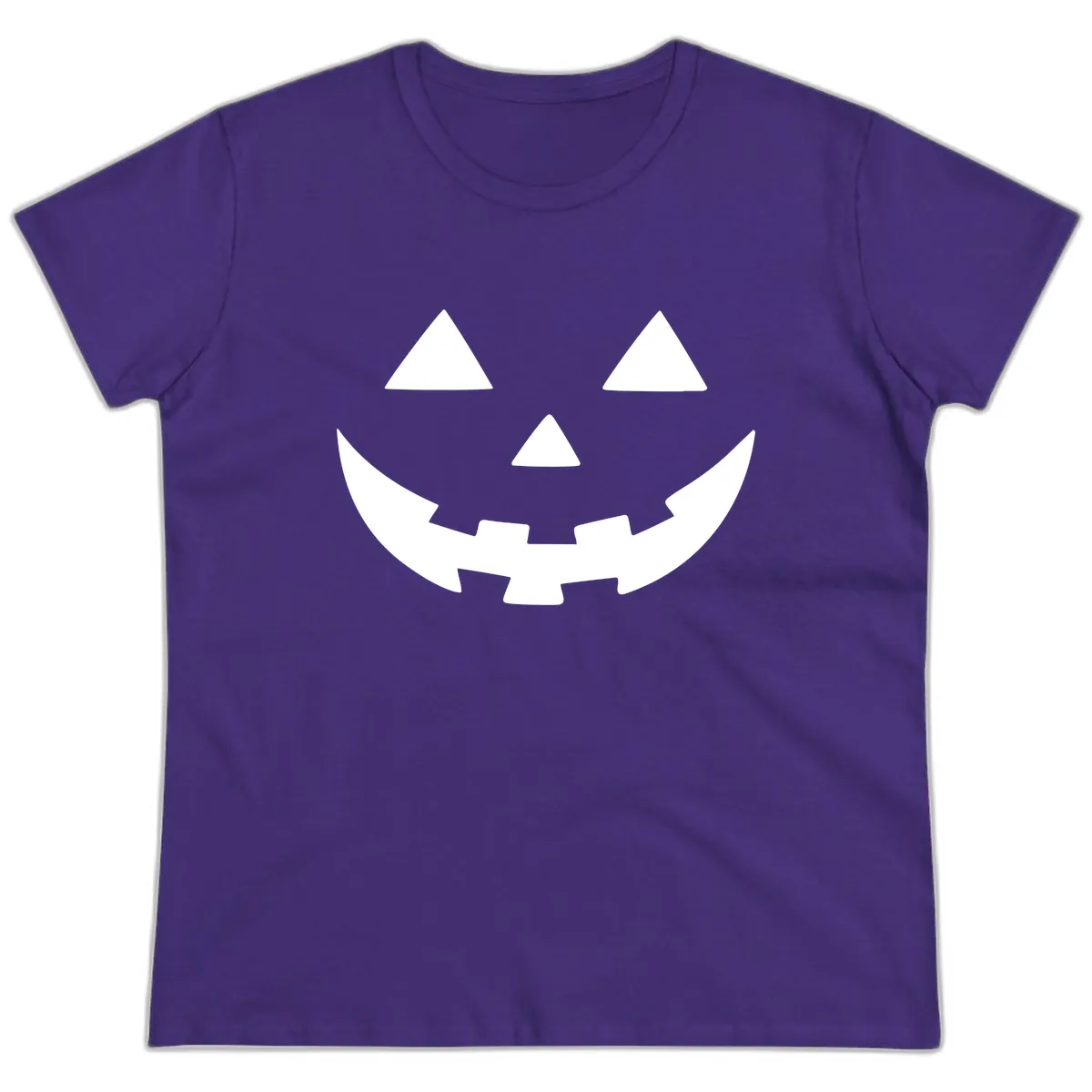 Jack O Lantern Face Ladies Tee in Purple