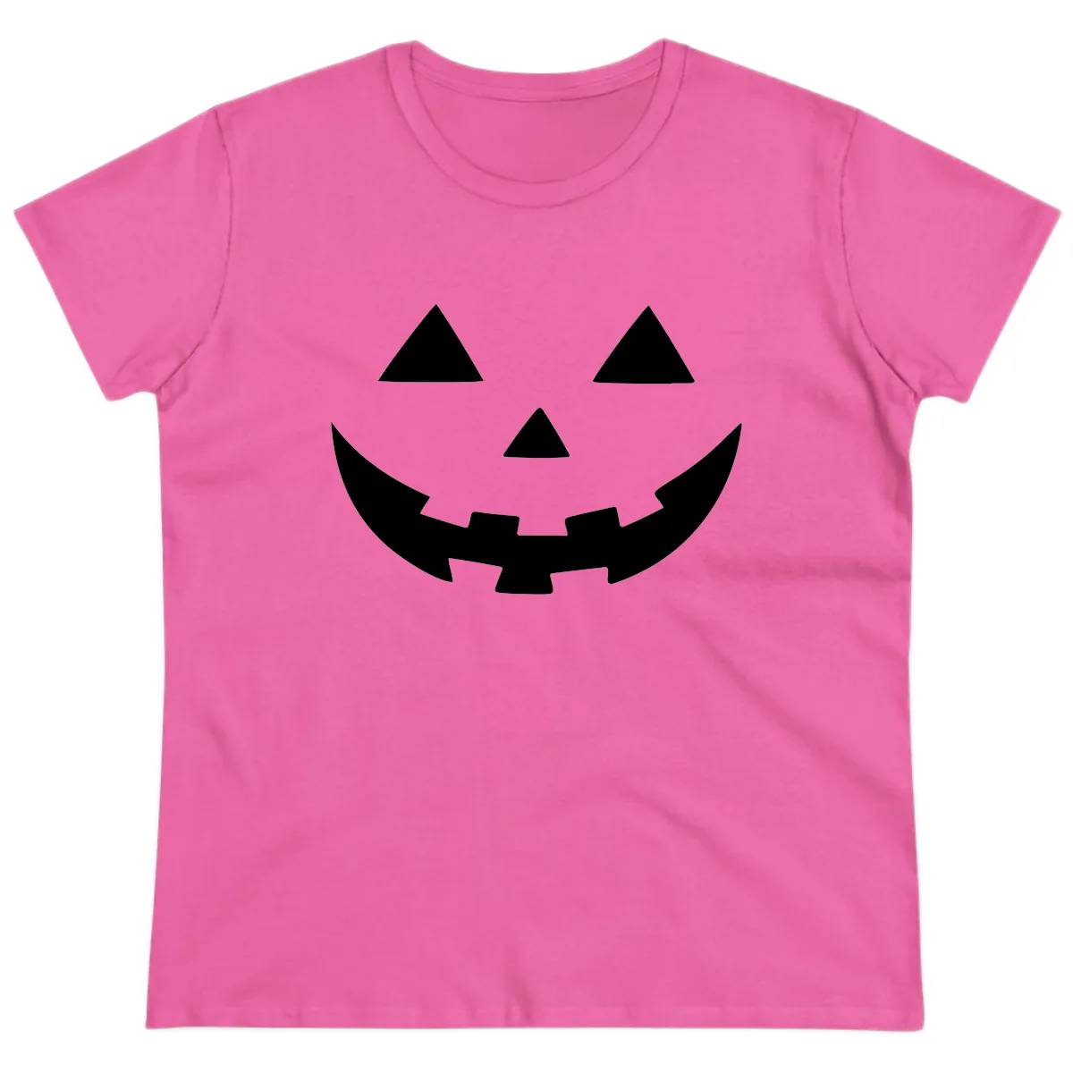 Jack O Lantern Face Ladies Tee in Azalea