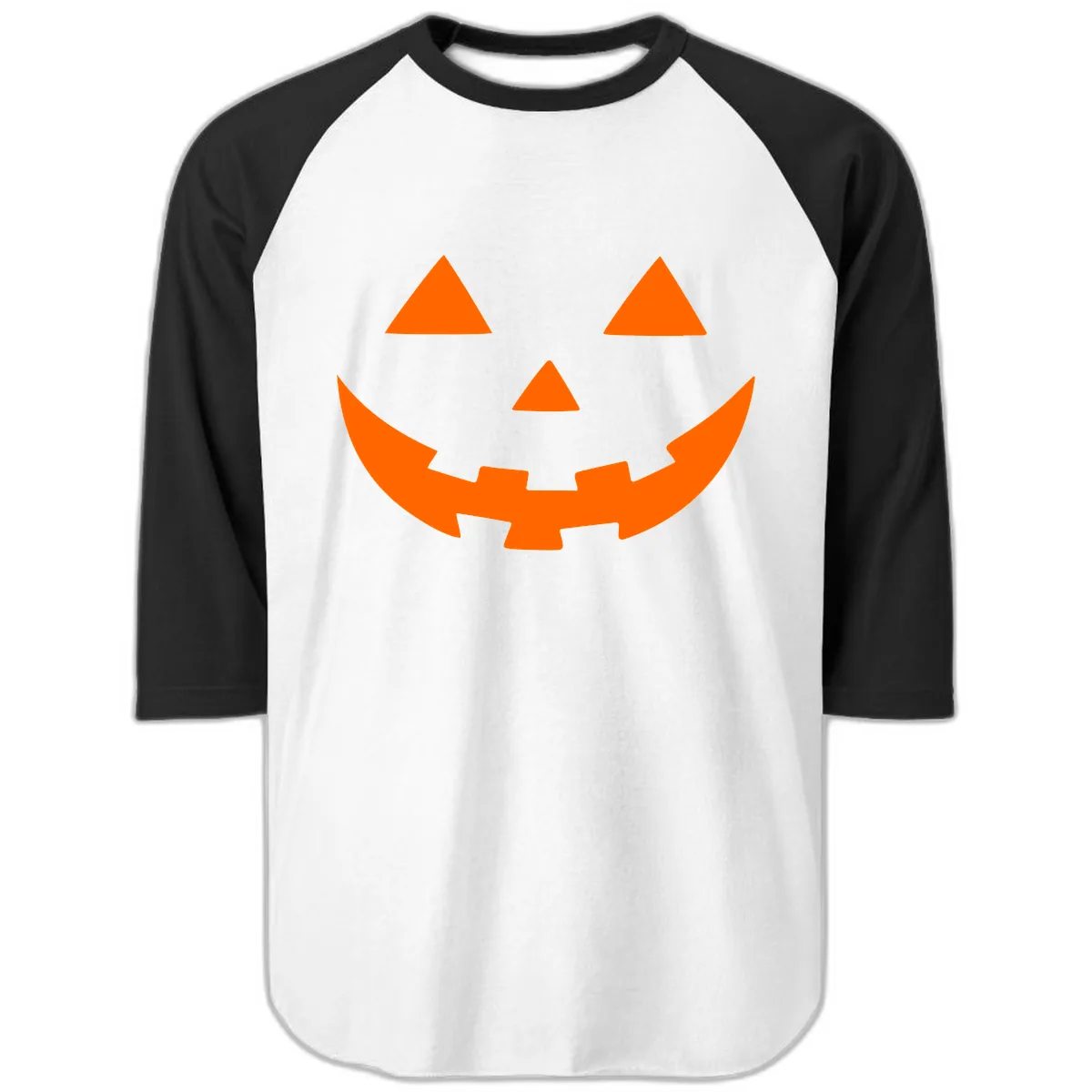 Jack O Lantern Face Raglan 3/4 in White/Black