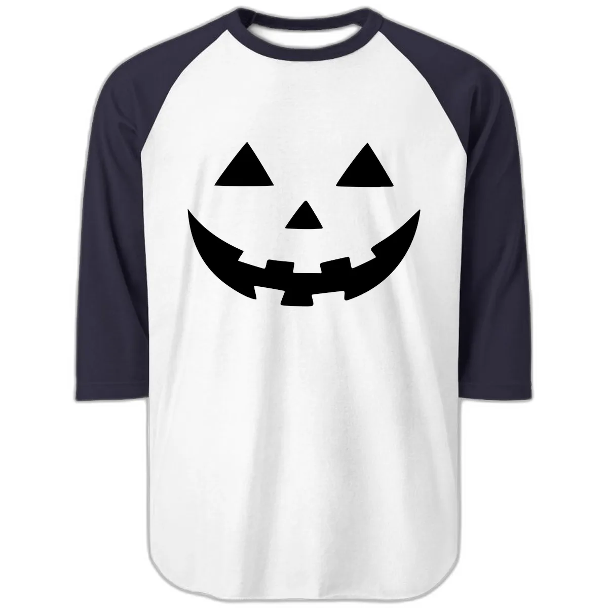 Jack O Lantern Face Raglan 3/4 in White/Navy