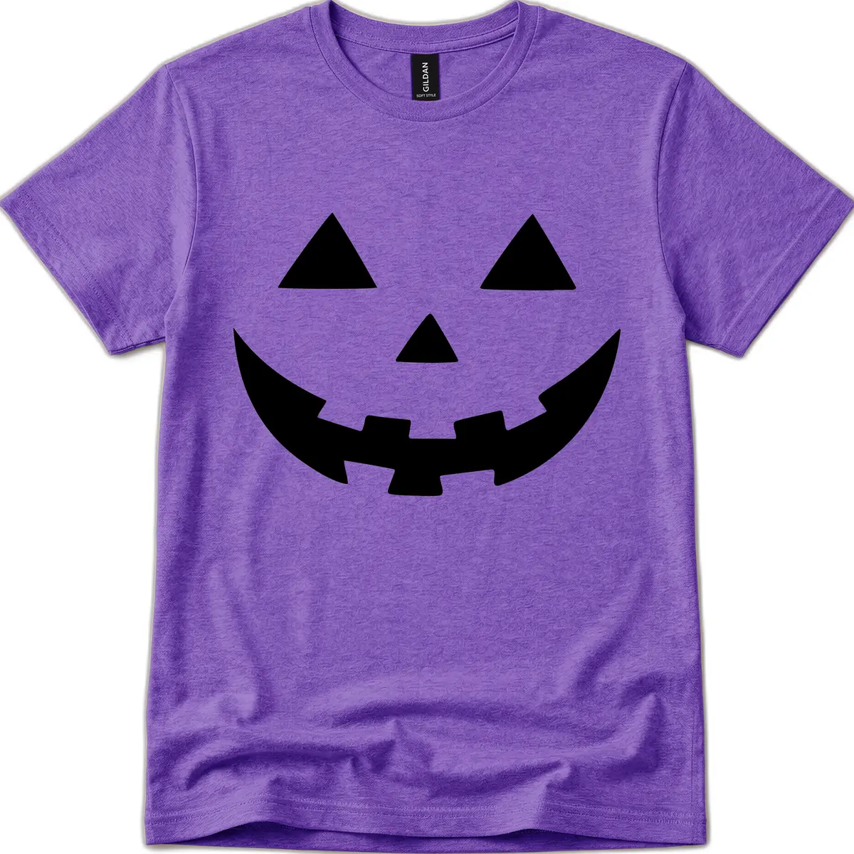 Jack O Lantern Face T-Shirt in Heather Purple