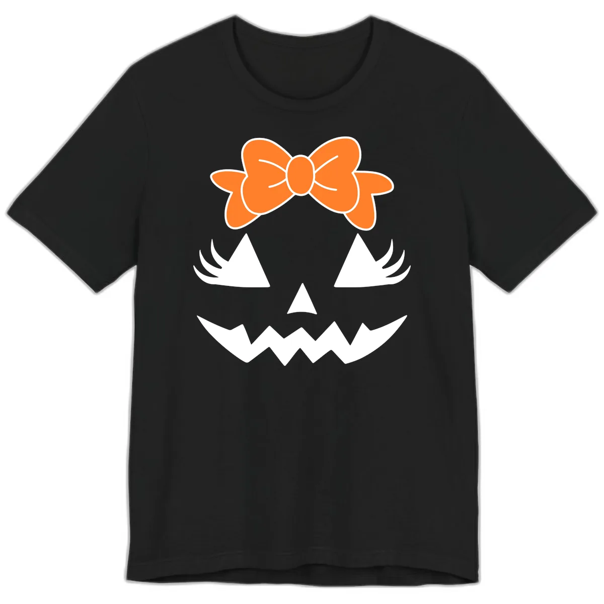 Cute Pumpkin Face With Bow Premium T-Shirt in Black