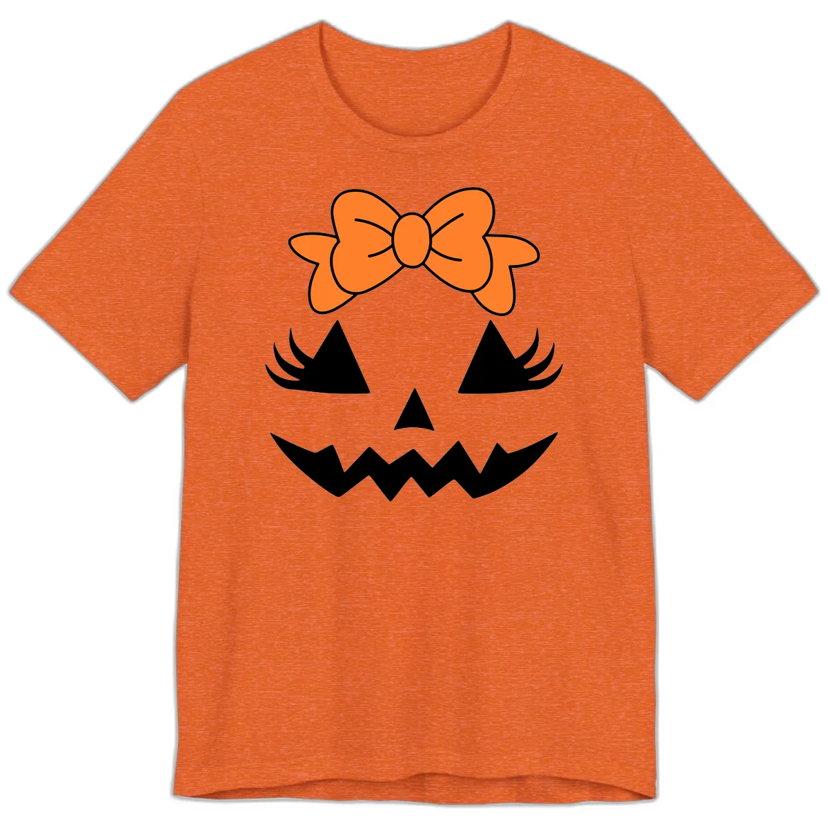 Cute Pumpkin Face With Bow Premium T-Shirt in Heather Orange