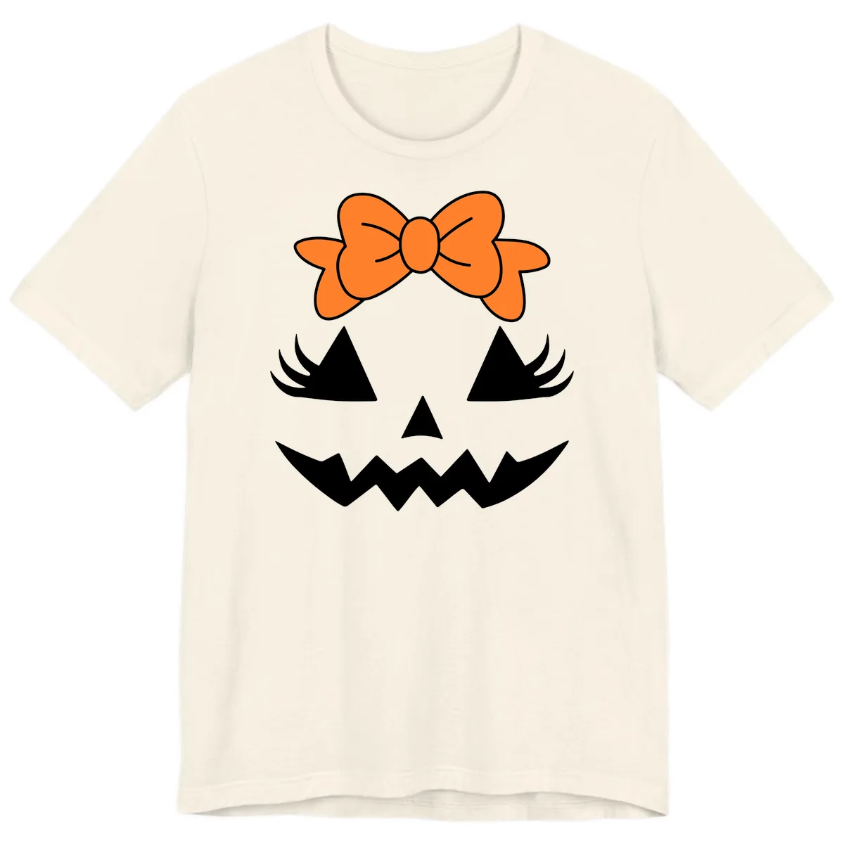 Cute Pumpkin Face With Bow Premium T-Shirt in Natural