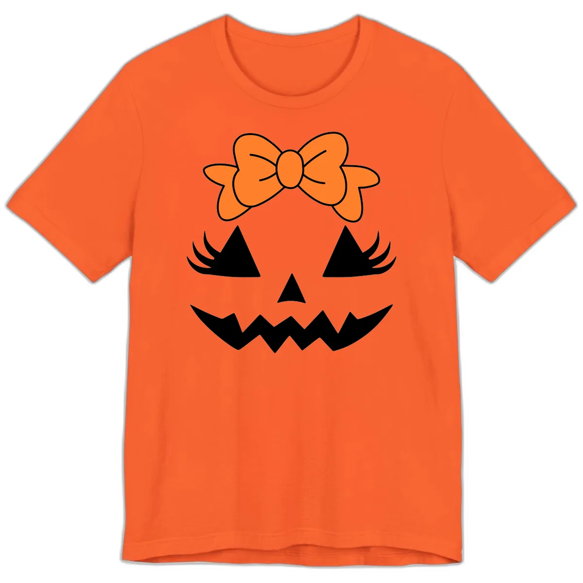 Cute Pumpkin Face With Bow Premium T-Shirt in Orange