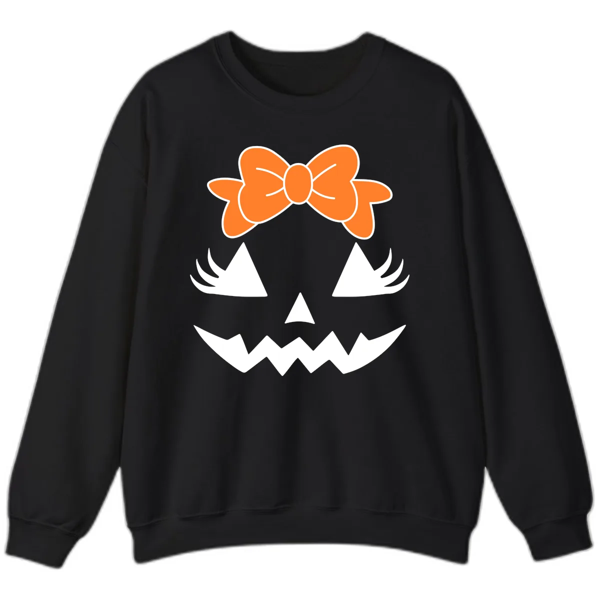 Cute Pumpkin Face With Bow Sweatshirt in Black