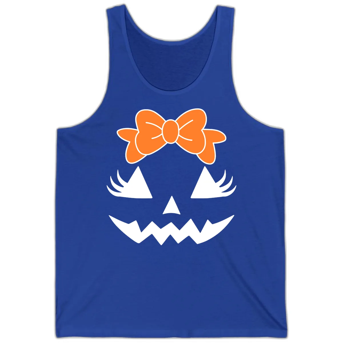 Cute Pumpkin Face With Bow Tank in True Royal